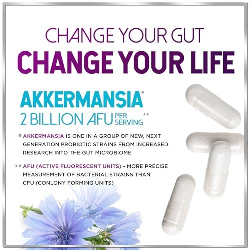 Akkermansia Probiotikum - 2 Milliarden AFU pro Portion - Bester Stamm zur Unterstützung der GLP-1-Produktion mit präbiotischen Fasern für natürliche Verdauung und Darmgesundheit - In den USA abgefüllt für Frauen und Männer - 120 Kapseln