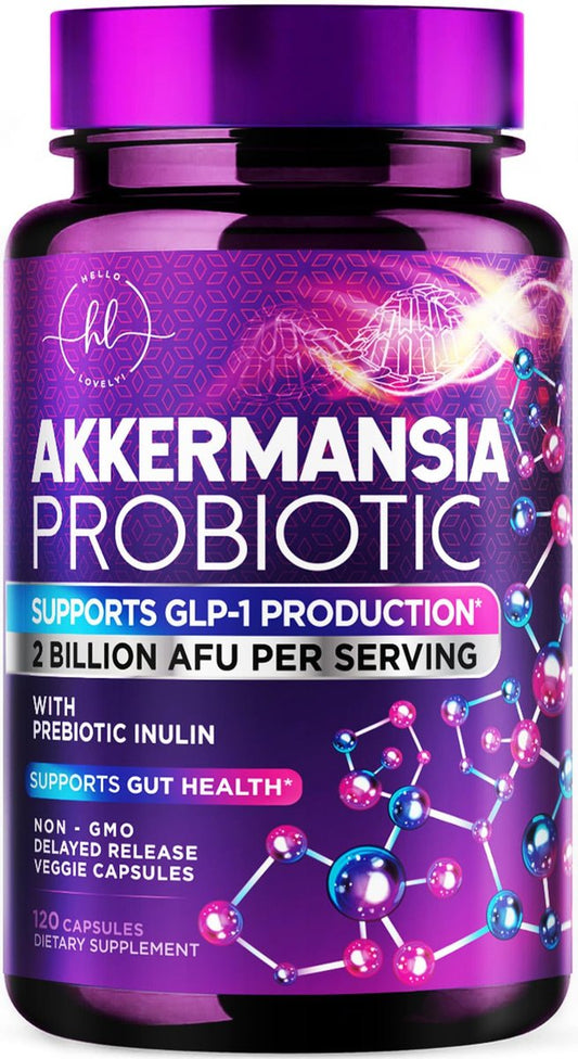 Akkermansia Probiotikum - 2 Milliarden AFU pro Portion - Bester Stamm zur Unterstützung der GLP-1-Produktion mit präbiotischen Fasern für natürliche Verdauung und Darmgesundheit - In den USA abgefüllt für Frauen und Männer - 120 Kapseln