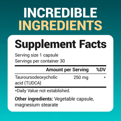 Dr. Berg TUDCA Supplement (Tauroursodeoxycholsäure) - Hochwirksame Formel für Lebergesundheit, Gallenfluss, Gallenblasenunterstützung und Verdauungsgesundheit* - 30 Kapseln