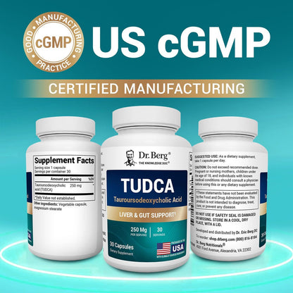 Dr. Berg TUDCA Supplement (Tauroursodeoxycholsäure) - Hochwirksame Formel für Lebergesundheit, Gallenfluss, Gallenblasenunterstützung und Verdauungsgesundheit* - 30 Kapseln