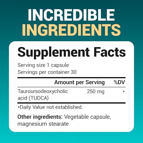 Dr. Berg TUDCA Supplement (Tauroursodeoxycholsäure) - Hochwirksame Formel für Lebergesundheit, Gallenfluss, Gallenblasenunterstützung und Verdauungsgesundheit* - 30 Kapseln