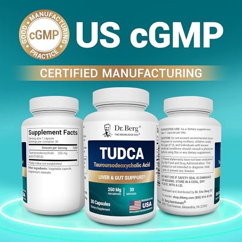Dr. Berg TUDCA Supplement (Tauroursodeoxycholsäure) - Hochwirksame Formel für Lebergesundheit, Gallenfluss, Gallenblasenunterstützung und Verdauungsgesundheit* - 30 Kapseln
