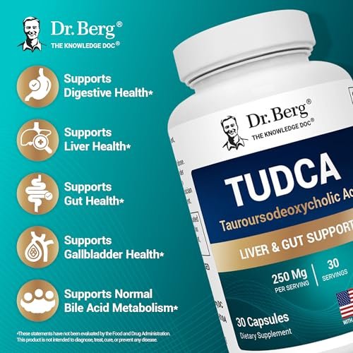 Dr. Berg TUDCA Supplement (Tauroursodeoxycholsäure) - Hochwirksame Formel für Lebergesundheit, Gallenfluss, Gallenblasenunterstützung und Verdauungsgesundheit* - 30 Kapseln
