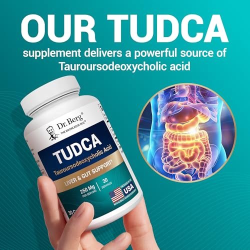 Dr. Berg TUDCA Supplement (Tauroursodeoxycholsäure) - Hochwirksame Formel für Lebergesundheit, Gallenfluss, Gallenblasenunterstützung und Verdauungsgesundheit* - 30 Kapseln