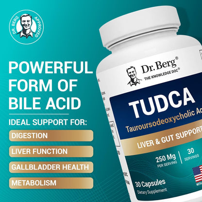 Dr. Berg TUDCA Supplement (Tauroursodeoxycholsäure) - Hochwirksame Formel für Lebergesundheit, Gallenfluss, Gallenblasenunterstützung und Verdauungsgesundheit* - 30 Kapseln
