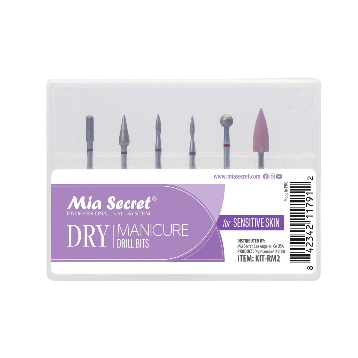 6-teiliges Trocken-Maniküre-Bohrer-Set – Mia Secret DIY-Nagelbohrer für Zuhause und Salon, für empfindliche Haut, Hergestellt in USA