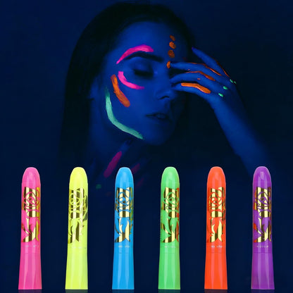 MeiduGaga Glow Face Body Paint – Neon Gesichtsfarbe im Dunkeln leuchtend unter UV Schwarzlicht für Party Cosplay Halloween