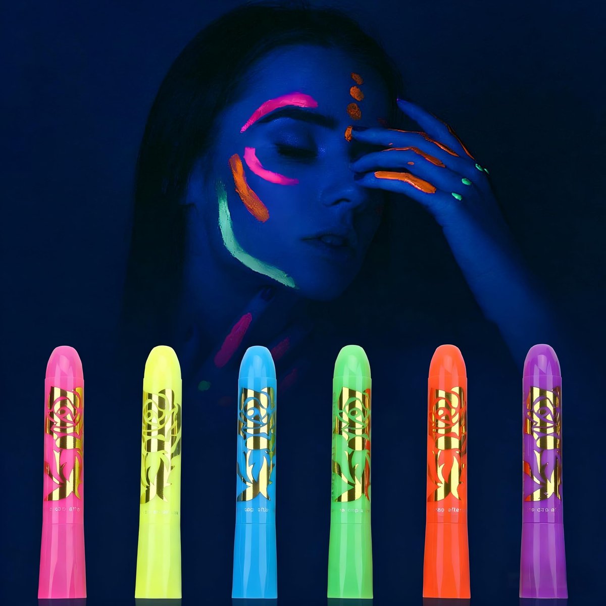 MeiduGaga Glow Face Body Paint – Neon Gesichtsfarbe im Dunkeln leuchtend unter UV Schwarzlicht für Party Cosplay Halloween