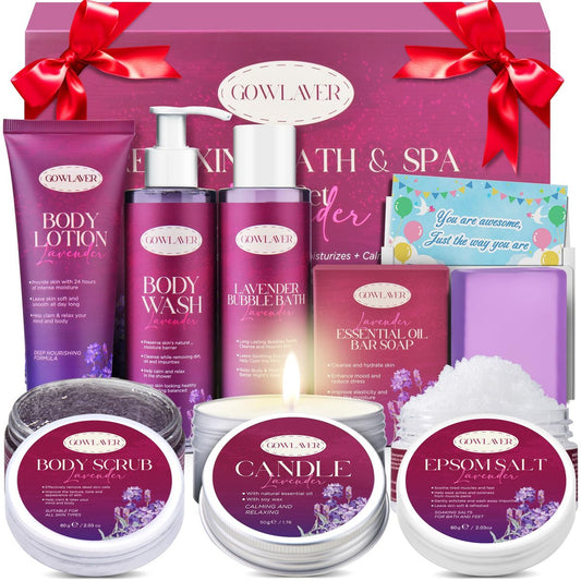 Geschenke für Frauen – Entspannungs-Set gegen Stress: Spa-Korb für Mutter, Schwester, Ehefrau, Freundin – Geburtstagsgeschenk, Weihnachtsgeschenk, Muttertagsgeschenk (Lila)