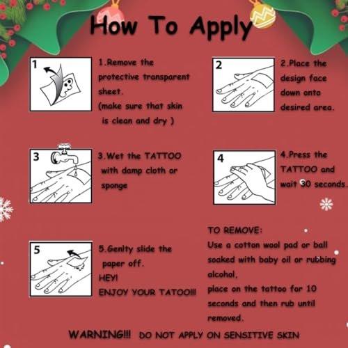 CHARLENT Weihnachts-Tattoos für Kinder – 74 Einzelblätter für Xmas Partygeschenke, Strumpffüller, Weihnachtsgeschenk
