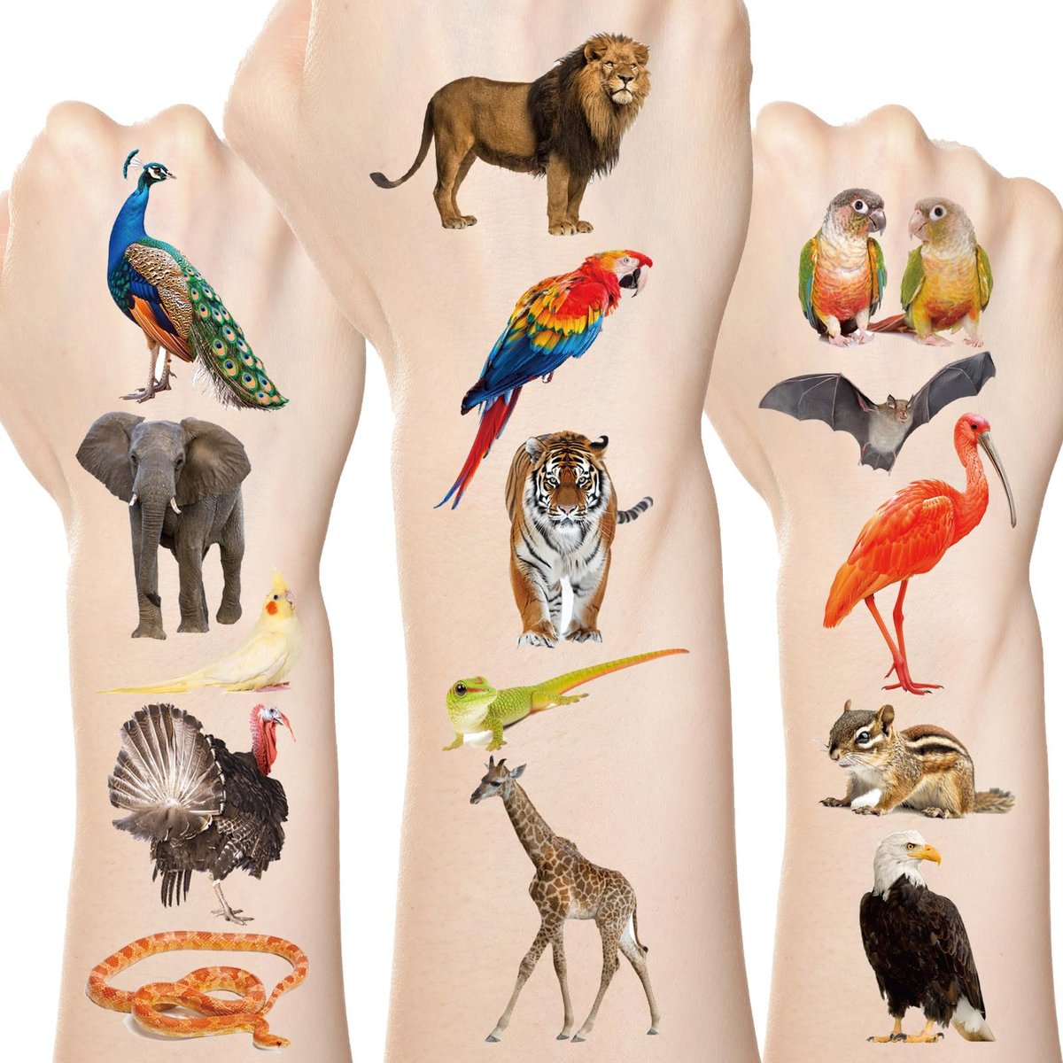Fancy Land 140er Safari-Tattoos für Kinder, wilde Tiere, einzeln verpackt, temporäre Tattoos für Dschungel-Party-Deko, Goodie Bag Füllung