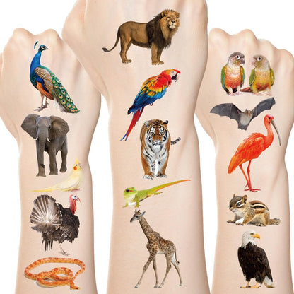 Fancy Land 140er Safari-Tattoos für Kinder, wilde Tiere, einzeln verpackt, temporäre Tattoos für Dschungel-Party-Deko, Goodie Bag Füllung