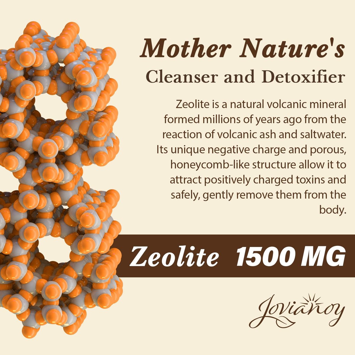 Jovianoy Zeolith Detox Kapseln, Bio Aktivkohle, Bentonit-Ton, 1-2 µm Klinoptilolith, Maximale Absorption, Darm-Leber-Detox-Reinigung für Männer und Frauen, 90 Kapseln
