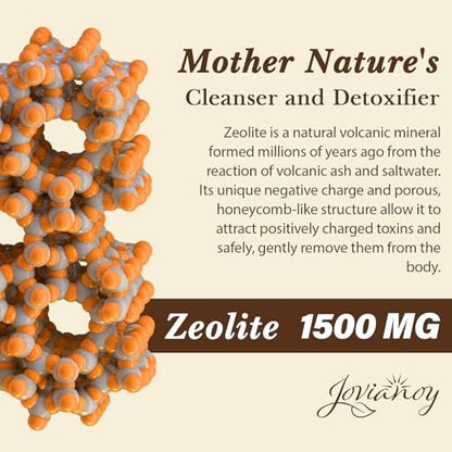 Jovianoy Zeolith Detox Kapseln, Bio Aktivkohle, Bentonit-Ton, 1-2 µm Klinoptilolith, Maximale Absorption, Darm-Leber-Detox-Reinigung für Männer und Frauen, 90 Kapseln