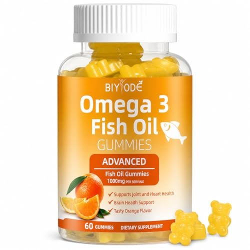 Omega-3 Fischöl Kapseln: Reine 1000mg Omega-3 Gummis für Herz, Gelenke, Augen, Gehirn & Immunsystem – 60 Gummis, 30-Tage-Vorrat