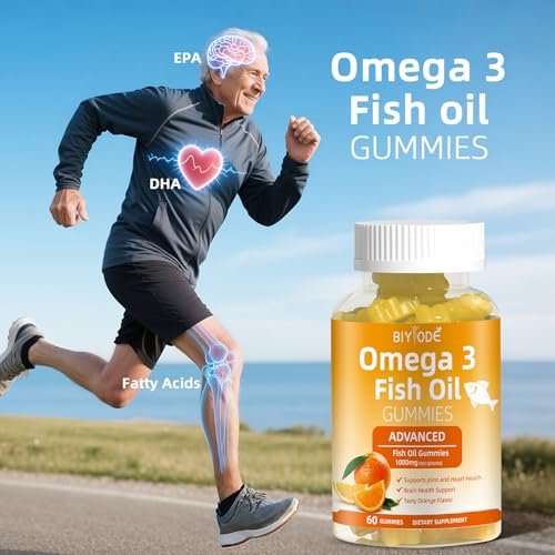Omega-3 Fischöl Kapseln: Reine 1000mg Omega-3 Gummis für Herz, Gelenke, Augen, Gehirn & Immunsystem – 60 Gummis, 30-Tage-Vorrat