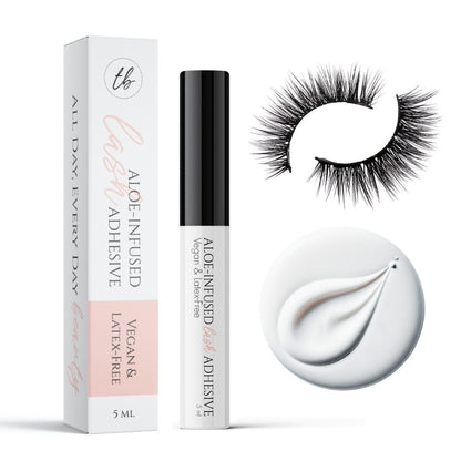 True Beauty Lashes – Sanfter Wimpernkleber mit Aloe Vera – 24-Stunden-Halt – Klar trocknend – Wasserbeständig