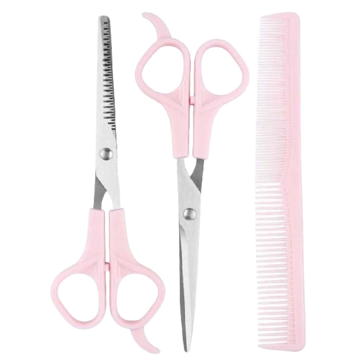 Rosa Edelstahl Haarschere Set - 6,7 Zoll Schere, Effilierschere, Kamm - Friseur Kit für Damen/Herren/Kinder