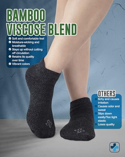 Doctor's Select Viskose-Bambus-Angoradiabetikersocken für Damen und Herren - 6 Paar | Bambusviskose-Socken Damen | Herren Diabetikersocken | Neuropathie-Socken für Damen | Schwarz, Weiß, Beige, Aqua, Blau, Marineblau
