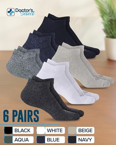 Doctor's Select Viskose-Bambus-Angoradiabetikersocken für Damen und Herren - 6 Paar | Bambusviskose-Socken Damen | Herren Diabetikersocken | Neuropathie-Socken für Damen | Schwarz, Weiß, Beige, Aqua, Blau, Marineblau