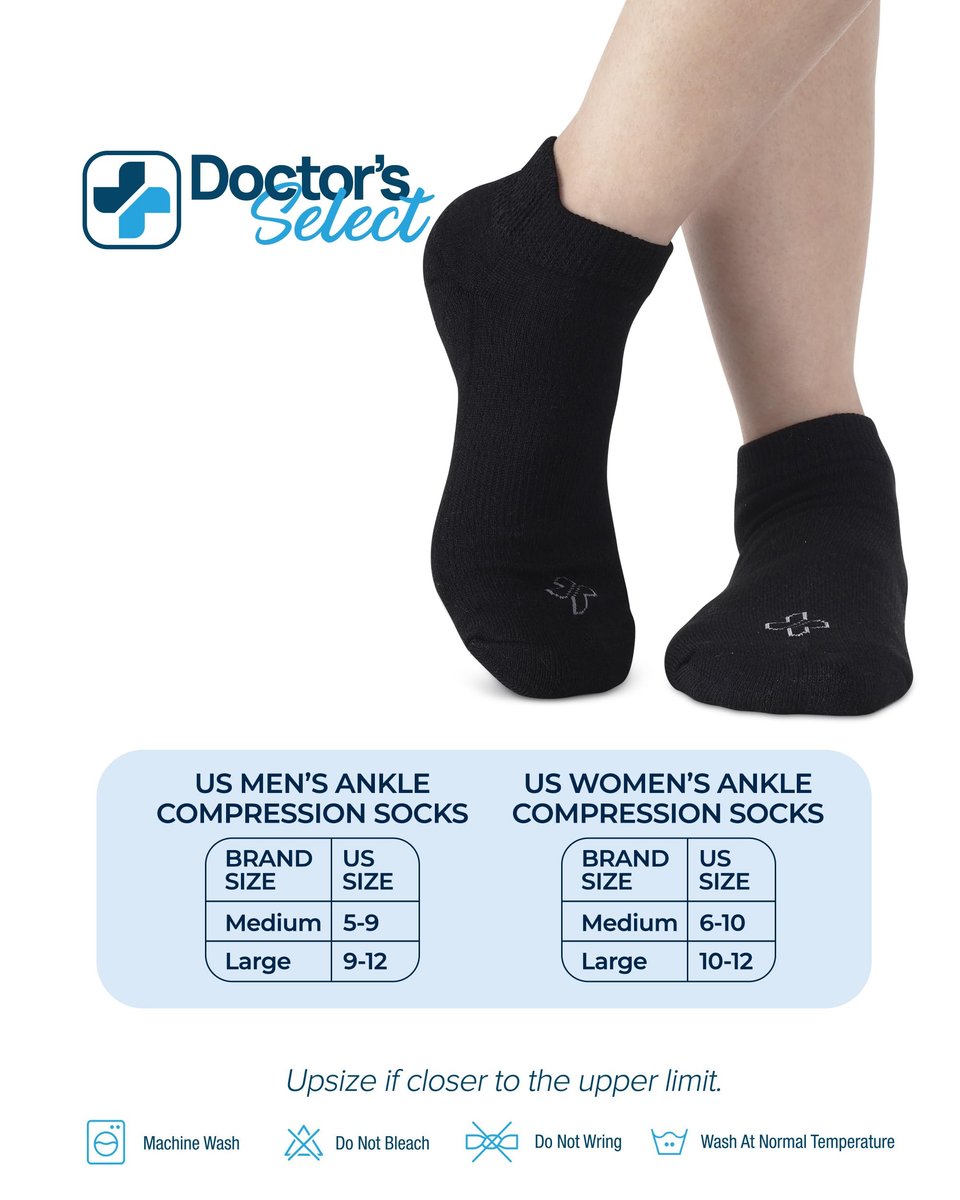 Doctor's Select Viskose-Bambus-Knöchel-Diabetikersocken - 6 Paar | Unisex Erwachsene, Weiß, Large