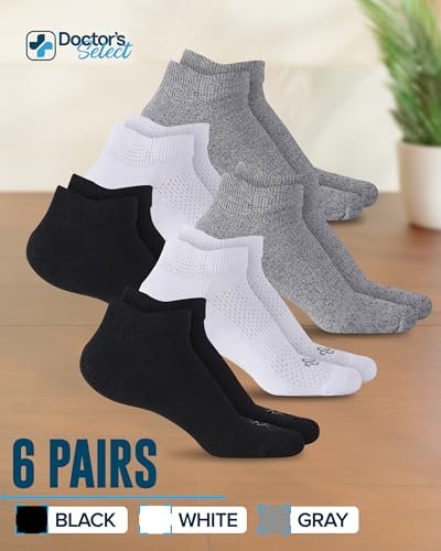 Doctor's Select Viscose Bamboo Knöchel Socken für Diabetiker für Damen und Herren - 6 Paar | Quarter Diabetiker Socken für Damen Größe 9-11 | Viskose Bambus Socken Damen | Ödemsocken | Weiß