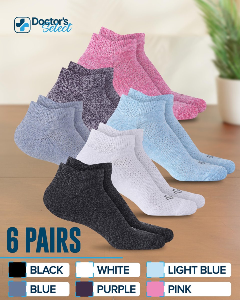Doctor's Select Viskose-Bambus-Knöchel-Diabetikersocken für Damen und Herren - 6 Paare | Quarter-Diabetikersocken für Herren 9-12 | Ödemsocken | Schwarz, Weiß, Hellblau, Blau, Lila, Pink