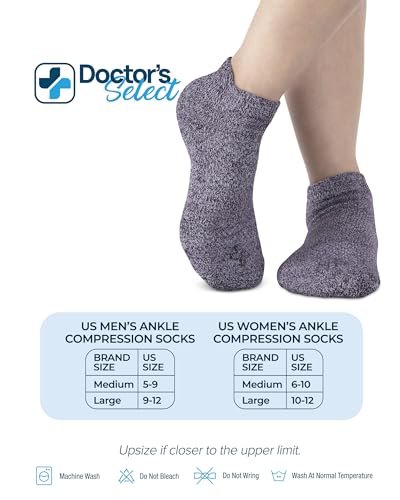 Doctor's Select Viskose-Bambus-Knöchel-Diabetikersocken für Damen und Herren - 6 Paare | Quarter-Diabetikersocken für Herren 9-12 | Ödemsocken | Schwarz, Weiß, Hellblau, Blau, Lila, Pink