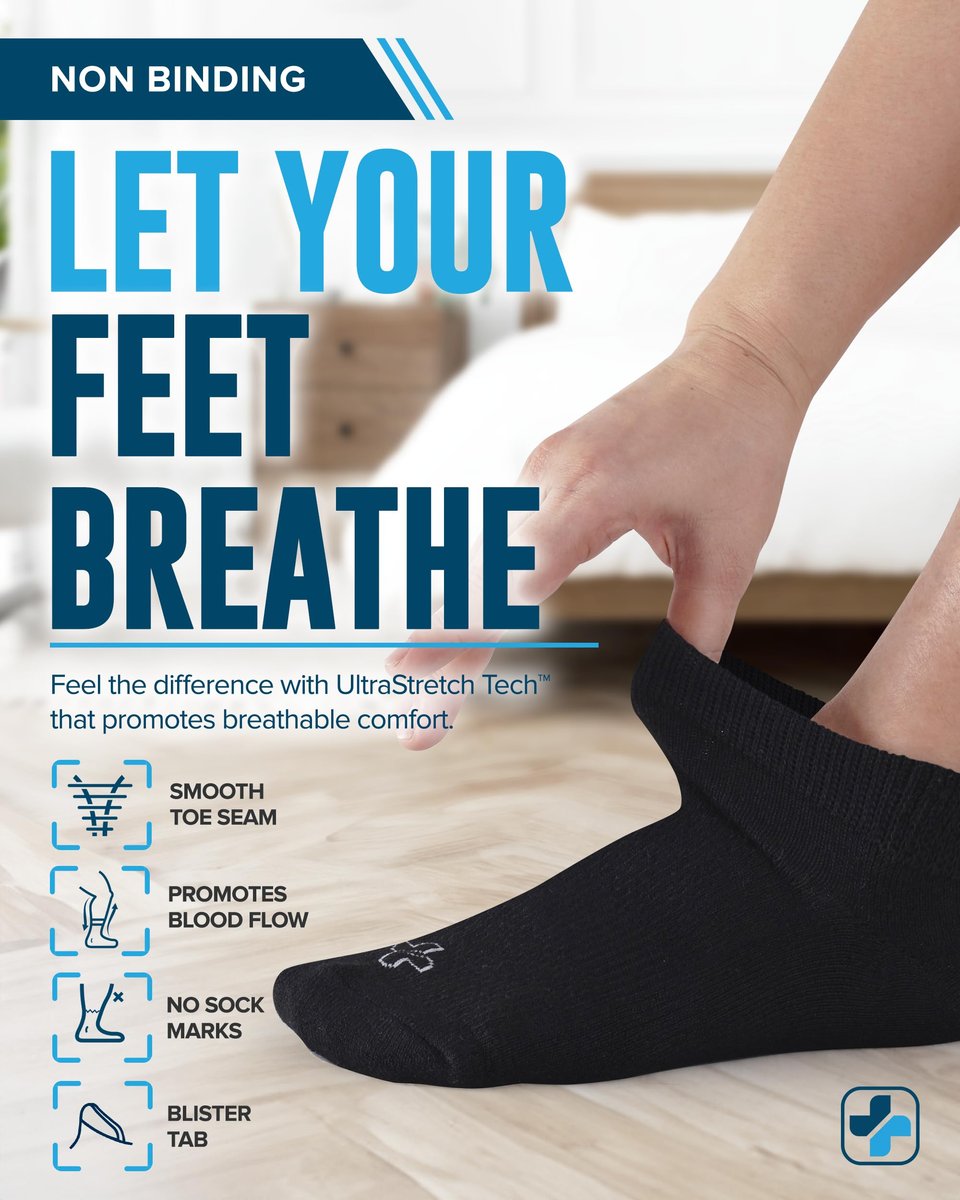 Doctor's Select Viscose-Bambus-Knöchelsocken für Diabetiker – Damen & Herren – 6 Paar | Diabetikersocken Herren 9-12 | Neuropathie-Socken | Nicht einschnürend | Schwarz