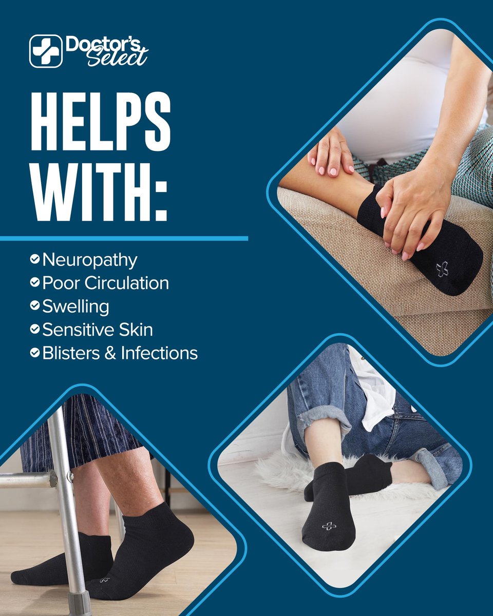 Doctor's Select Viscose-Bambus-Knöchelsocken für Diabetiker – Damen & Herren – 6 Paar | Diabetikersocken Herren 9-12 | Neuropathie-Socken | Nicht einschnürend | Schwarz