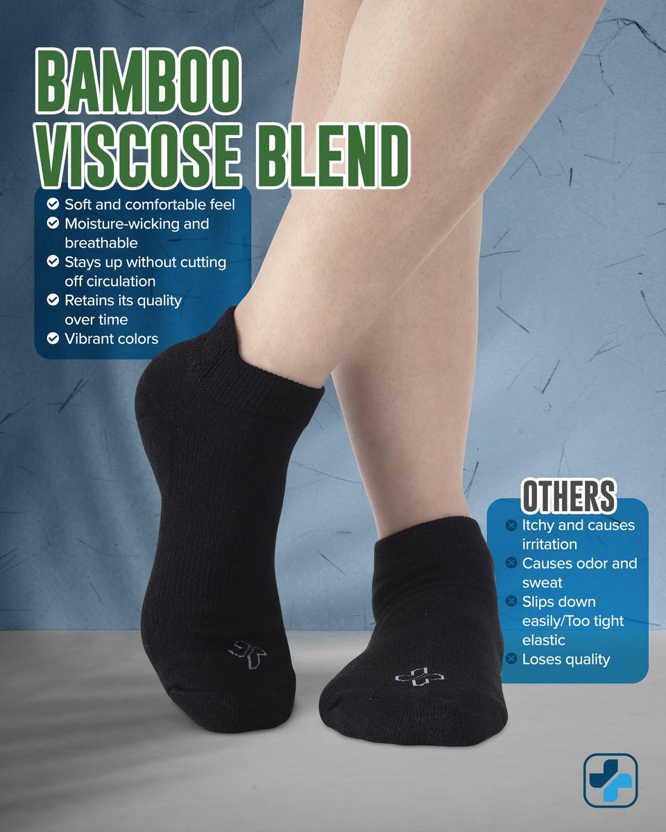 Doctor's Select Viscose-Bambus-Knöchelsocken für Diabetiker – Damen & Herren – 6 Paar | Diabetikersocken Herren 9-12 | Neuropathie-Socken | Nicht einschnürend | Schwarz