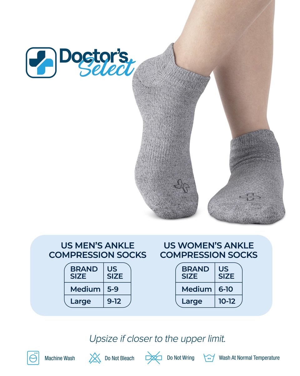 Doctor's Select Viskose-Bambus-Knöchel-Diabetikersocken für Damen und Herren - 6 Paar | Diabetikersocken für Herren 9-12 | Feuchtigkeitsableitend | Grau