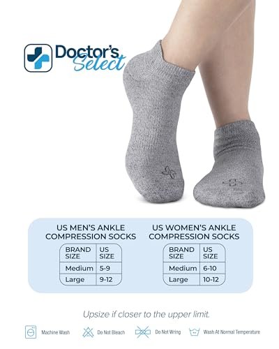 Doctor's Select Viskose-Bambus-Knöchel-Diabetikersocken für Damen und Herren - 6 Paar | Diabetikersocken für Herren 9-12 | Feuchtigkeitsableitend | Grau