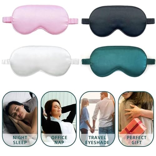 10er-Pack Schlafmasken, Seiden-Augenmasken für Nacht, Büro, Reisen, Partyspiele – geeignet für Damen/Herren (Weiß)