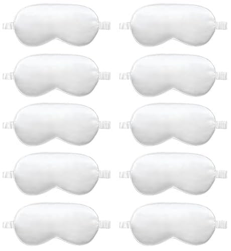 10er-Pack Schlafmasken, Seiden-Augenmasken für Nacht, Büro, Reisen, Partyspiele – geeignet für Damen/Herren (Weiß)