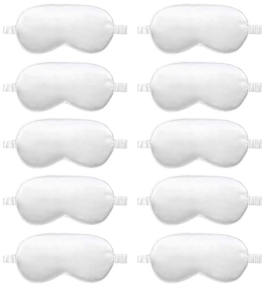 10er-Pack Schlafmasken, Seiden-Augenmasken für Nacht, Büro, Reisen, Partyspiele – geeignet für Damen/Herren (Weiß)