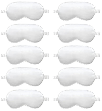 10er-Pack Schlafmasken, Seiden-Augenmasken für Nacht, Büro, Reisen, Partyspiele – geeignet für Damen/Herren (Weiß)