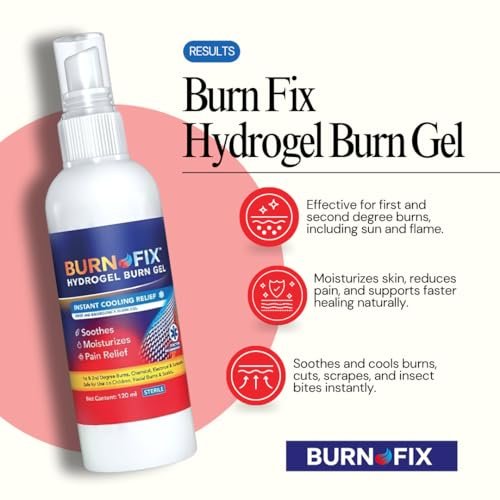 BurnFix® Hydrogel Brandspray – 120 ml Sofortige Kühlung bei Verbrennungen 1. & 2. Grades, Sonnenbrand & Verbrühungen | Arztempfohlene feuchtigkeitsspendende Erste-Hilfe für Kinder & Erwachsene