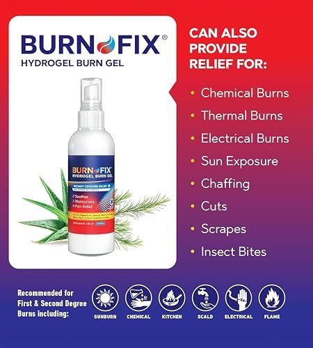 BurnFix® Hydrogel Brandspray – 120 ml Sofortige Kühlung bei Verbrennungen 1. & 2. Grades, Sonnenbrand & Verbrühungen | Arztempfohlene feuchtigkeitsspendende Erste-Hilfe für Kinder & Erwachsene
