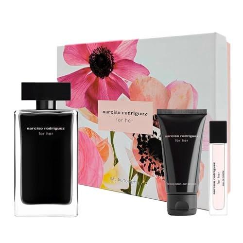 Narciso Rodriguez FOR HER Geschenkset (Eau de Toilette 100 ml + Eau de Toilette Mini 10 ml + Body Lotion 50 ml)