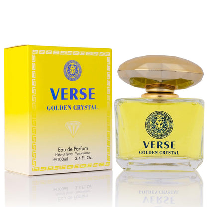 Verse Golden Crystal für Frauen Eau de Parfum 100ml – Blumig-fruchtiger Duft mit Amalfi-Zitrone, Bergamotte & Neroli – Parabenfrei