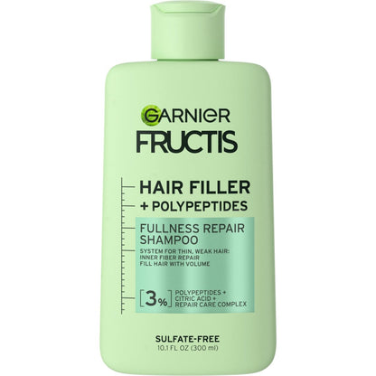 Garnier Fructis Hair Filler Fullness Repair Shampoo – Volumisierendes Shampoo mit Polypeptiden für feines, geschwächtes Haar, 10,1 Fl Oz