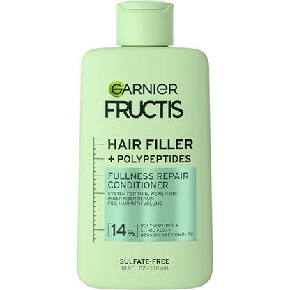 Garnier Fructis Hair Filler Fullness Repair Conditioner – Volumen-Spülung mit Polypeptiden für dünnes, schwaches Haar und Spliss, 10,1 Fl Oz