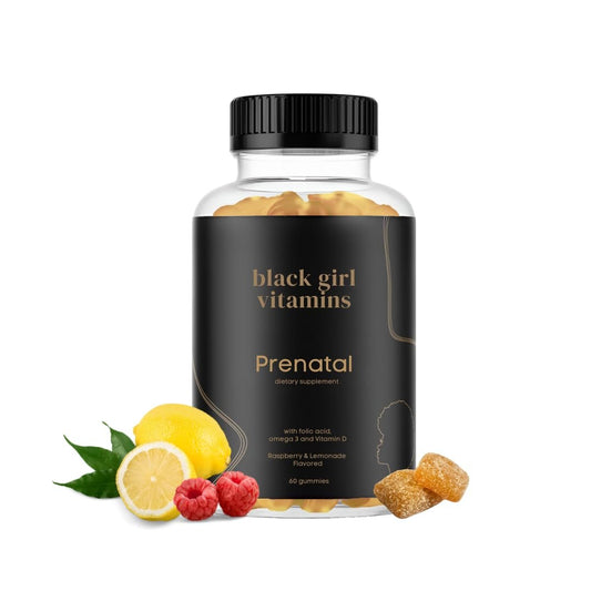 Black Girl Vitamins - Pränatale Gummibärchen für Frauen mit Folsäure zur Unterstützung der Knochengesundheit, glutenfrei (Himbeer-Zitronen-Limonade), 60 Stück