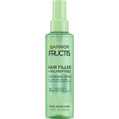 Garnier Fructis Hair Filler Fullness Repair Volumenspray – Verdickendes Spray mit Polypeptiden für feines, schwaches Haar und Spliss, 130 ml