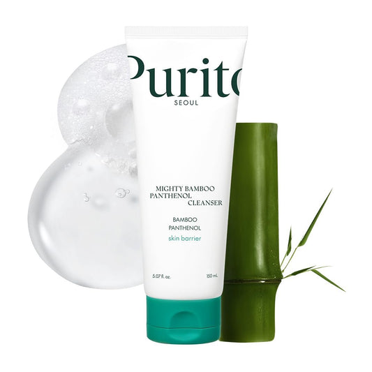 PURITO Mighty Bamboo Panthenol Reinigungsgel – Sanfte Gesichtsreinigung für Feuchtigkeit, Make-up Entferner für empfindliche Haut, vegan & tierversuchsfrei, 150 ml