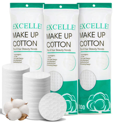 300 Stück Wattepads aus Baumwolle – Weiche, fusselfreie Gesichtspads für Make-up-Entfernung, Reinigung, Toner und Nagellackentfernung – Tägliche Beauty- & Körperpflege