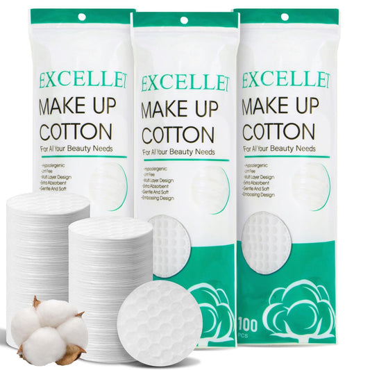 300 Stück Wattepads aus Baumwolle – Weiche, fusselfreie Gesichtspads für Make-up-Entfernung, Reinigung, Toner und Nagellackentfernung – Tägliche Beauty- & Körperpflege