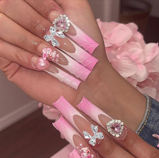 KACHIMOO 40-teilige Gold- und Silber-Schleifen-Nagelverzierungen – 3D-Legierungsschleifen für Nagelkunst