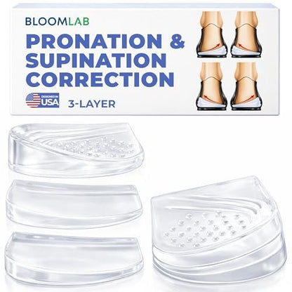 Orthopädische Fersenkeil-Einlagen – 3-lagige verstellbare Gel-Einlegesohlen gegen Supination, Pronation, Plattfüße & Fersenschmerzen – Stützende Schuhpolster für Damen & Herren